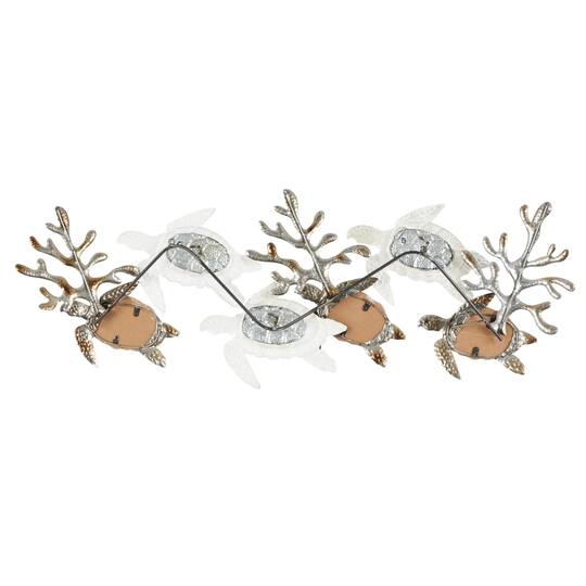 48" x 18" Bronze Metal Turtle Hammered Wall Décor with Wood Accents